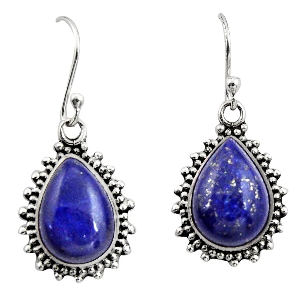 12.48cts natural blue lapis lazuli 925 sterling silver earrings jewelry r26587