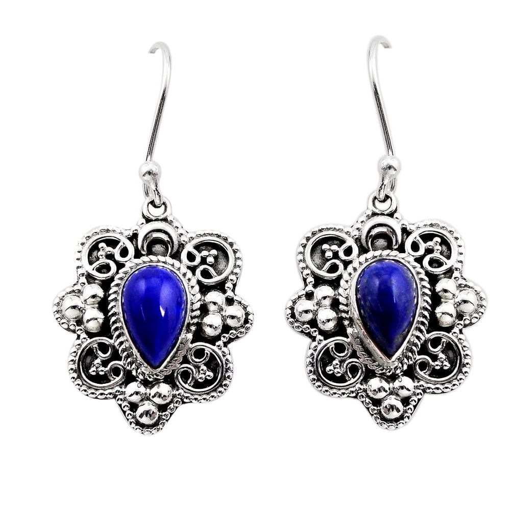 3.62cts natural blue lapis lazuli 925 sterling silver earrings jewelry y86196