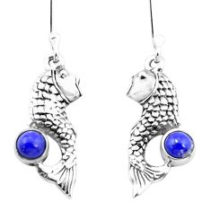 Clearance Sale- 1.65cts natural blue lapis lazuli 925 sterling silver fish earrings p26473