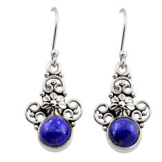 5.22cts natural blue lapis lazuli 925 sterling silver flower earrings n28161
