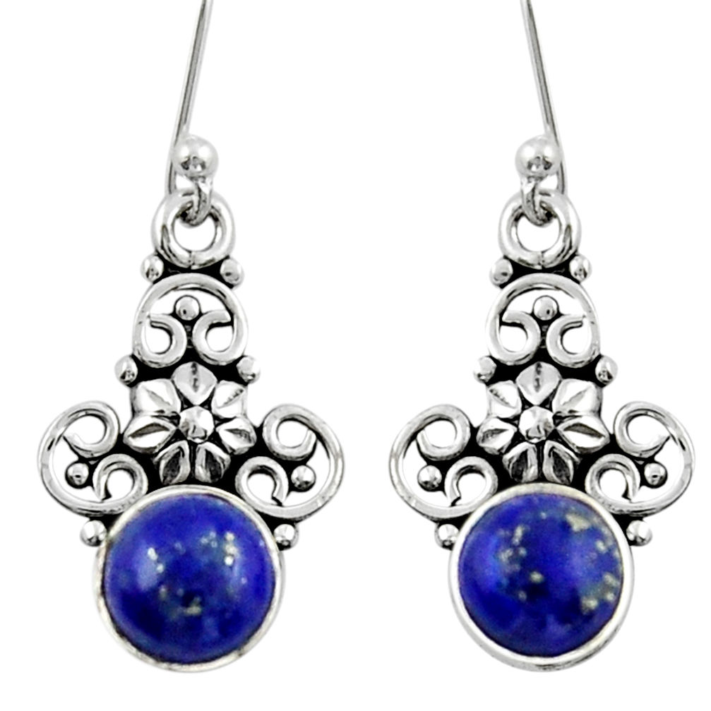 4.89cts natural blue lapis lazuli 925 sterling silver flower earrings y31521