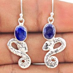 4.22cts natural blue lapis lazuli 925 sterling silver snake earrings t80922