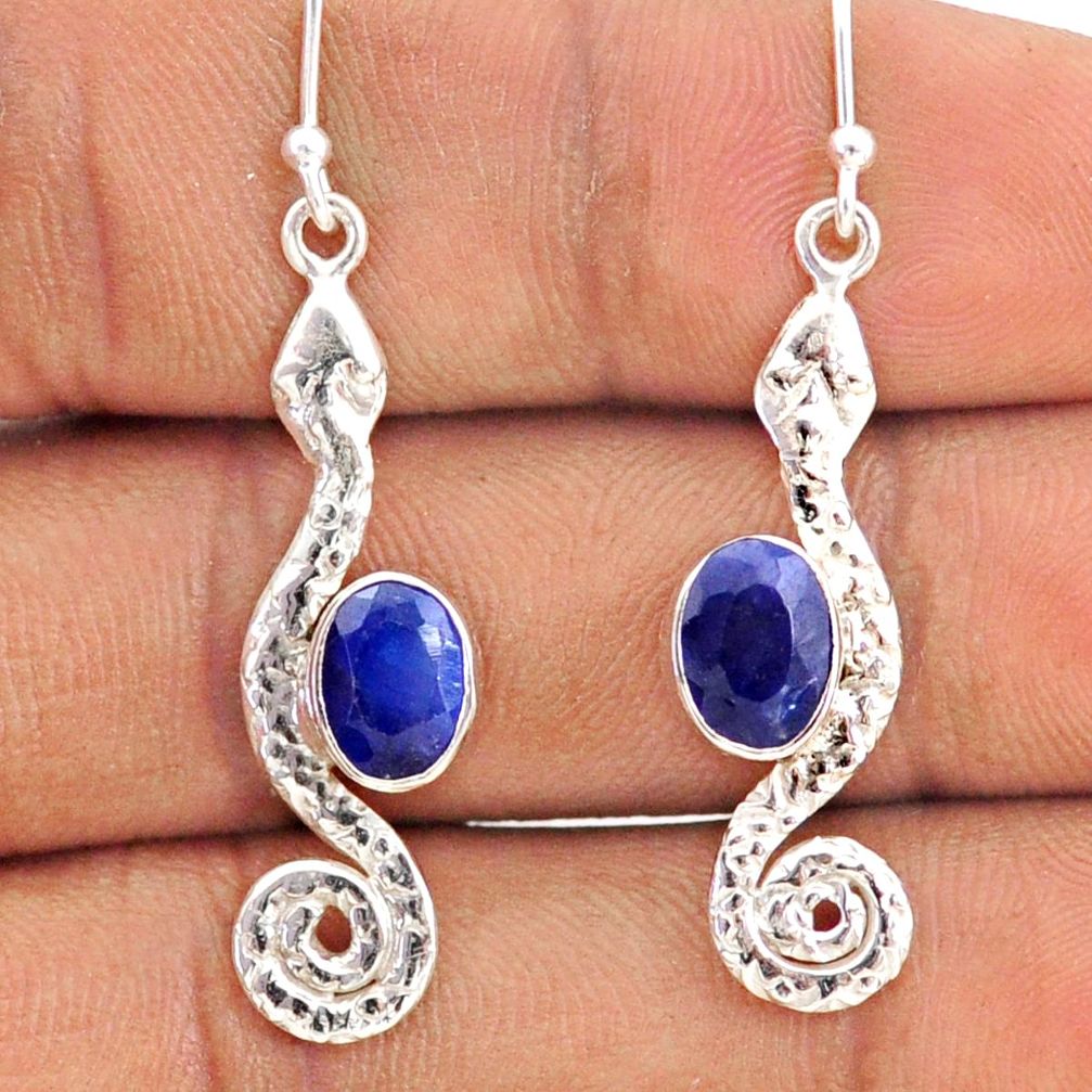 4.23cts natural blue lapis lazuli 925 sterling silver snake earrings t80924