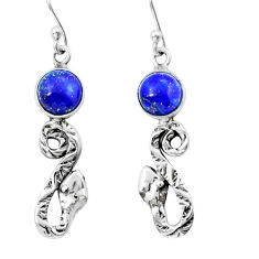 4.70cts natural blue lapis lazuli 925 sterling silver snake earrings y15460
