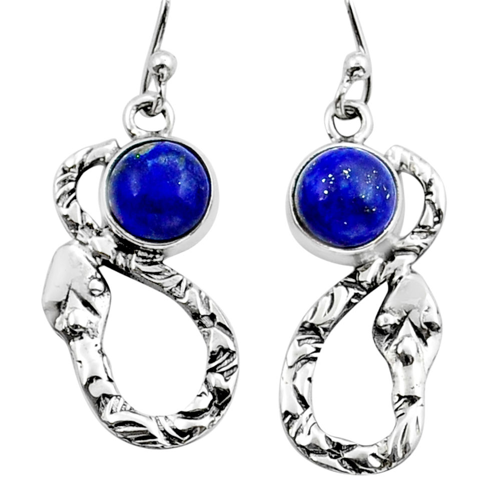 4.30cts natural blue lapis lazuli 925 sterling silver snake earrings y15696