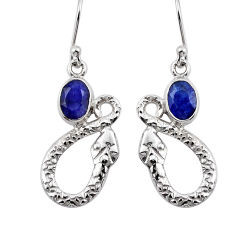 3.02cts natural blue lapis lazuli 925 sterling silver snake earrings y43870