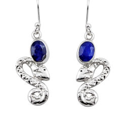 2.92cts natural blue lapis lazuli 925 sterling silver snake earrings y43871