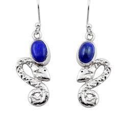 3.01cts natural blue lapis lazuli 925 sterling silver snake earrings y43907