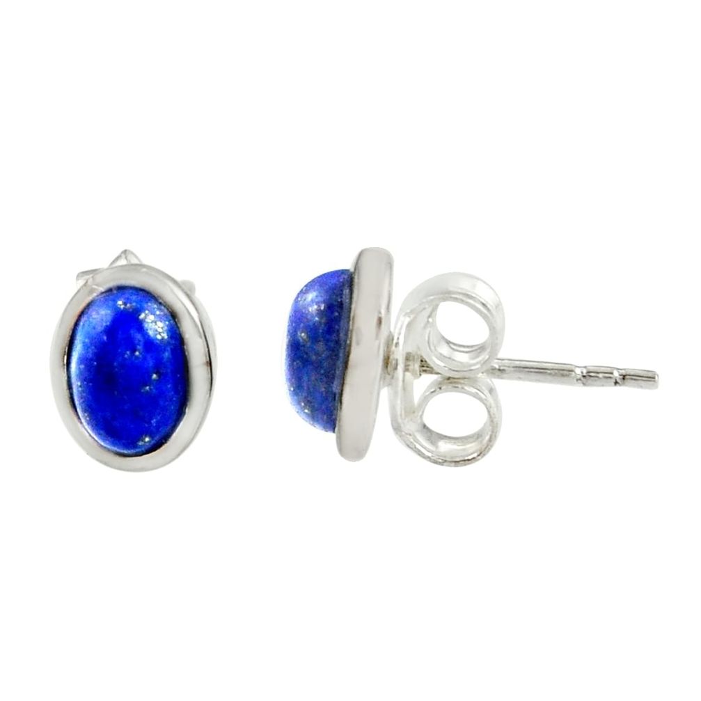 2.35cts natural blue lapis lazuli 925 sterling silver stud earrings r27312