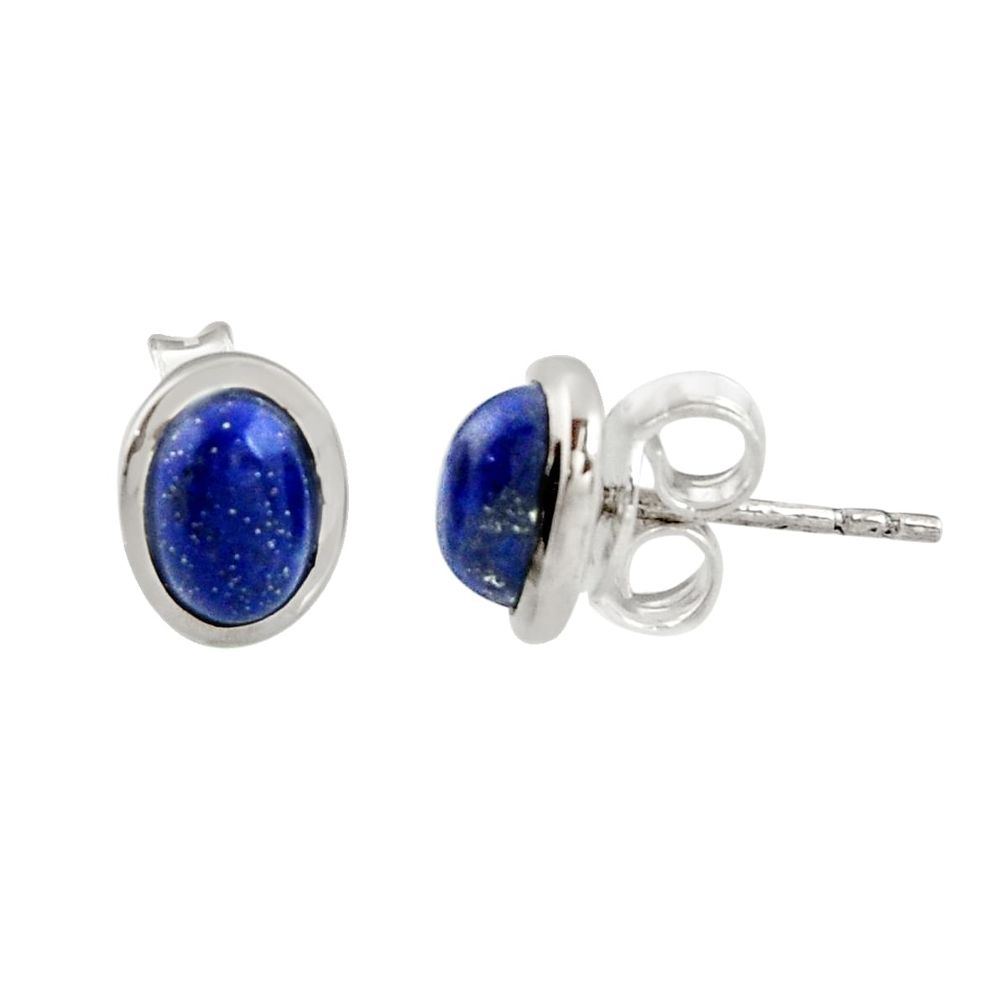 2.68cts natural blue lapis lazuli 925 sterling silver stud earrings r27314