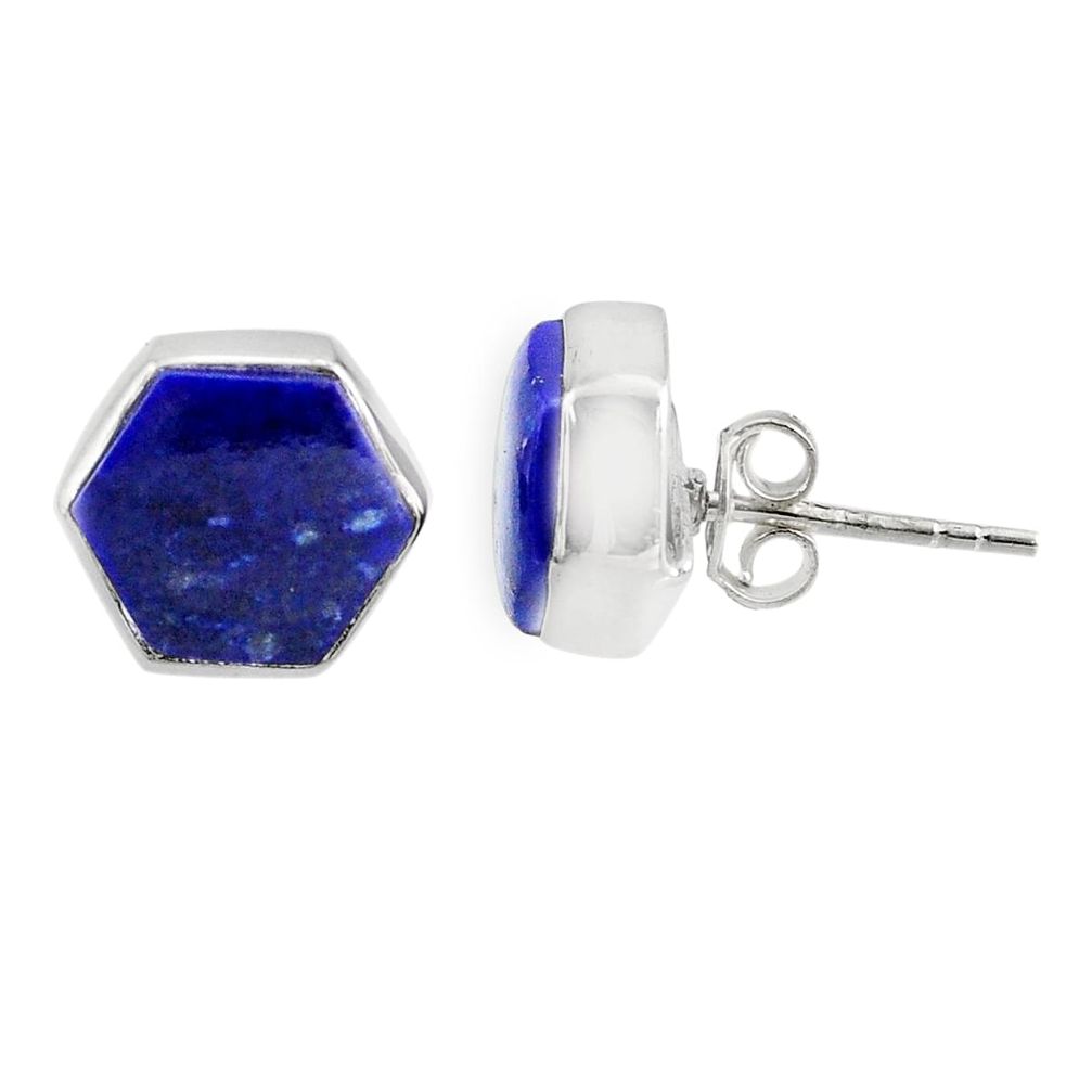 7.17cts natural blue lapis lazuli 925 sterling silver stud earrings r80243