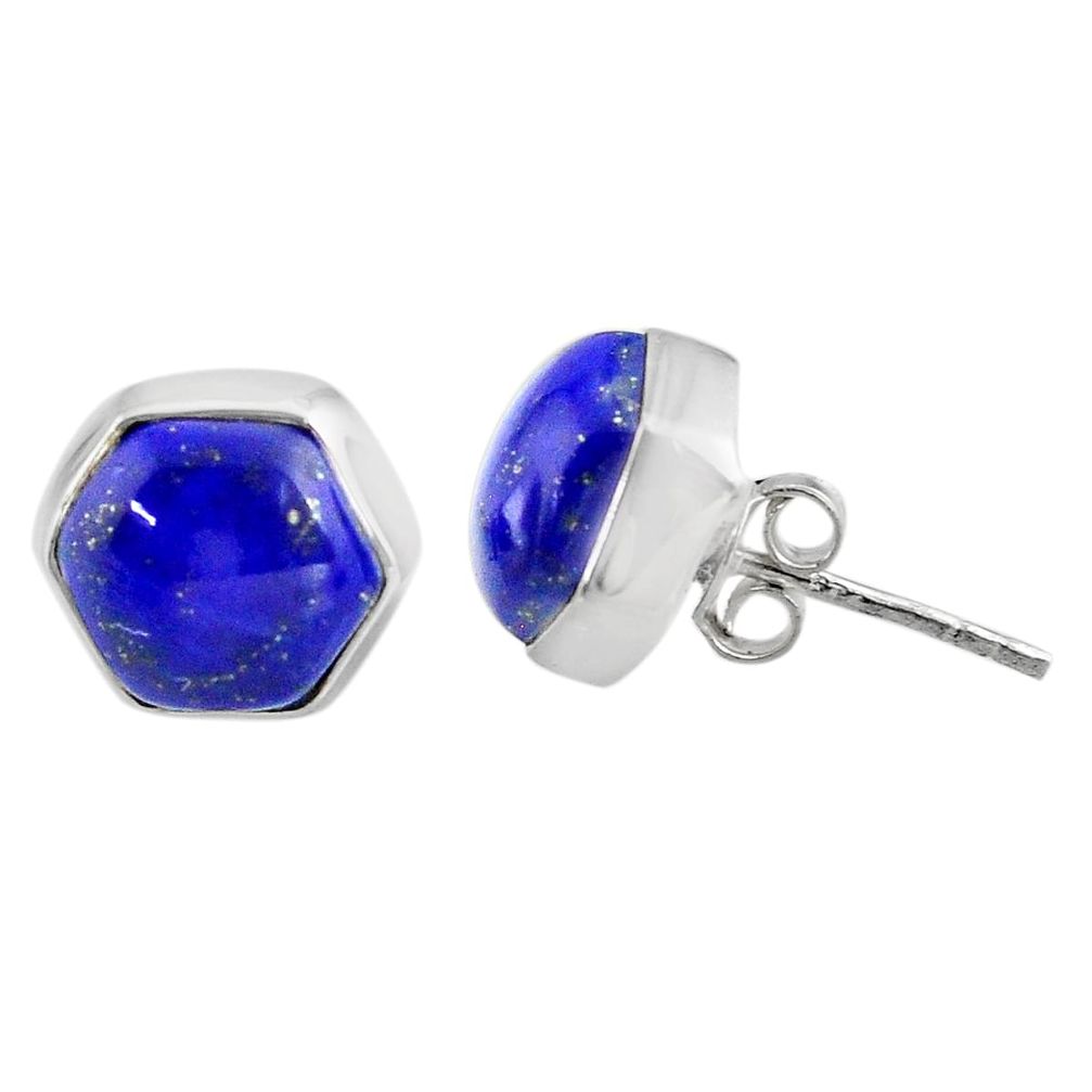 7.96cts natural blue lapis lazuli 925 sterling silver stud earrings r80244