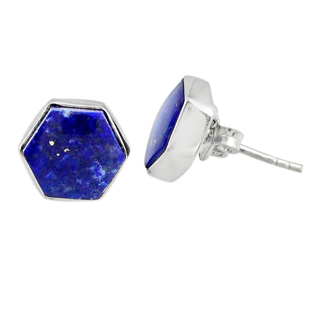 7.15cts natural blue lapis lazuli 925 sterling silver stud earrings r80276