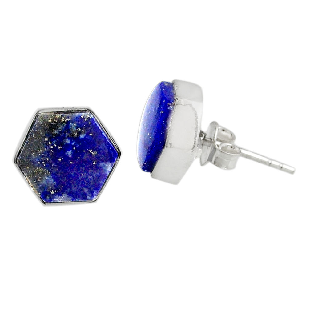 7.17cts natural blue lapis lazuli 925 sterling silver stud earrings r80278