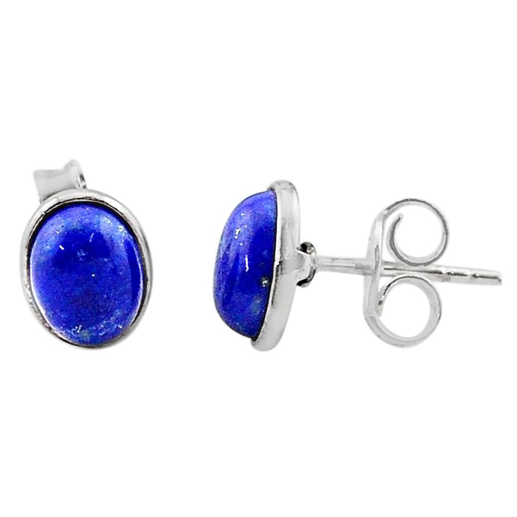 4.24cts natural blue lapis lazuli 925 sterling silver stud earrings t19230