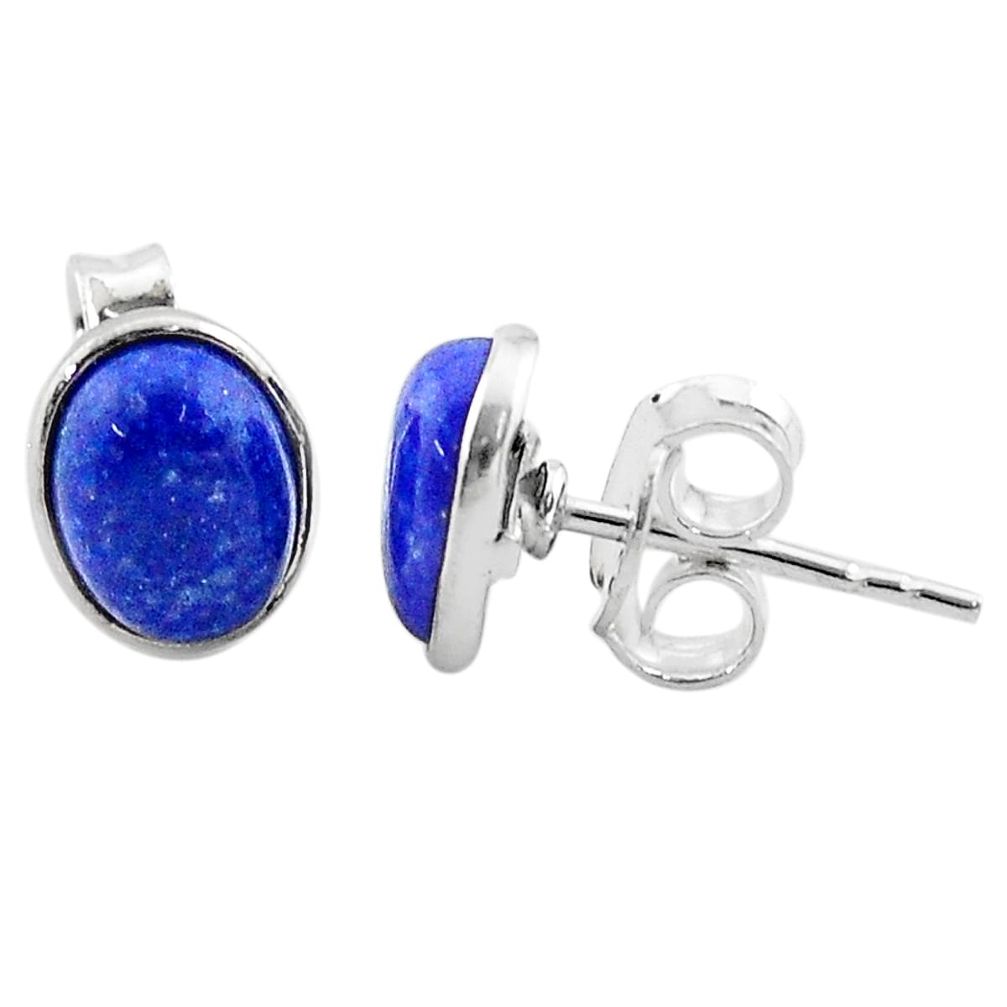 3.83cts natural blue lapis lazuli 925 sterling silver stud earrings t19233