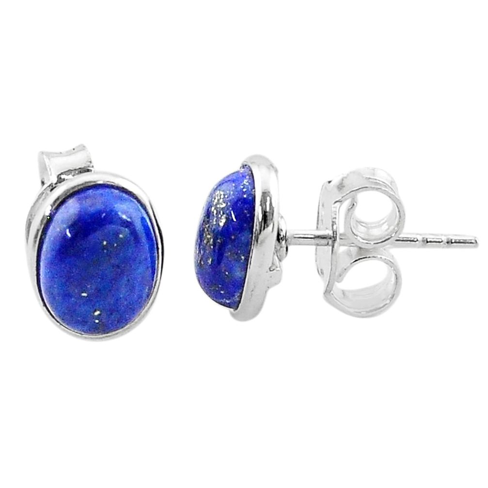 3.77cts natural blue lapis lazuli 925 sterling silver stud earrings t19252