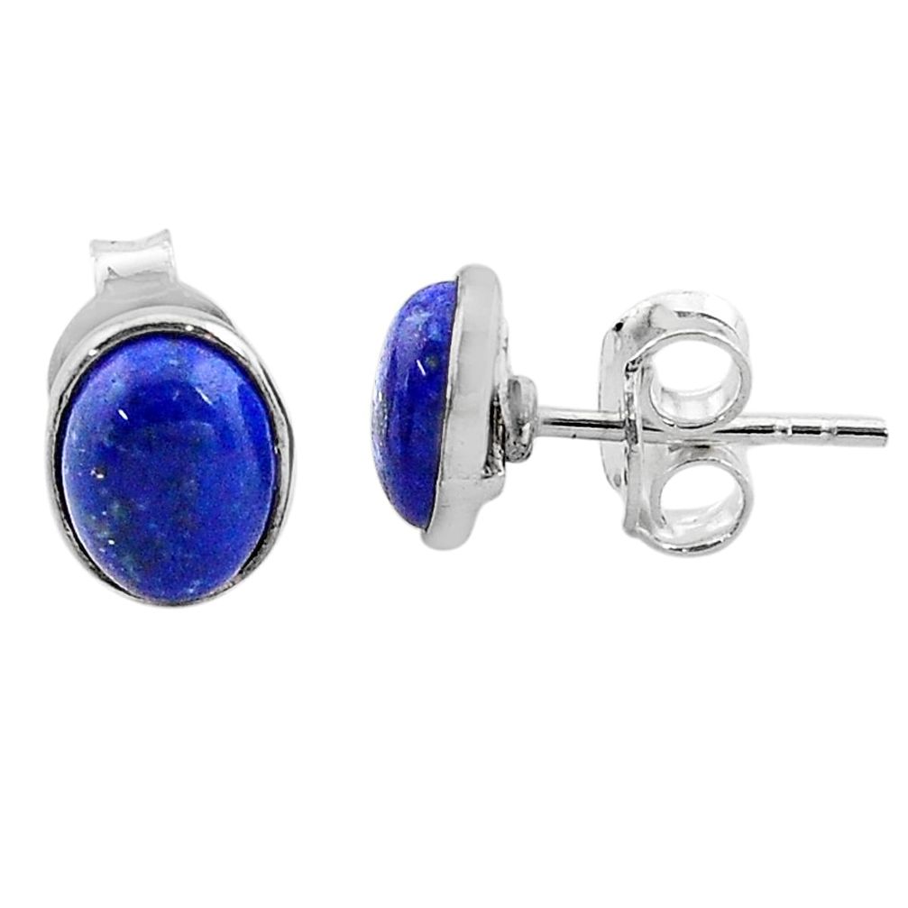 3.87cts natural blue lapis lazuli 925 sterling silver stud earrings t19257