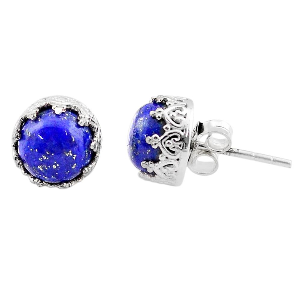 5.85cts natural blue lapis lazuli 925 sterling silver stud earrings t66653