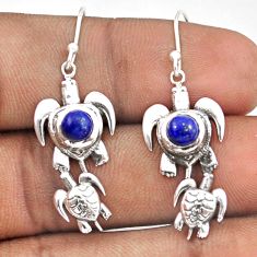 1.96cts natural blue lapis lazuli 925 sterling silver tortoise earrings t94822