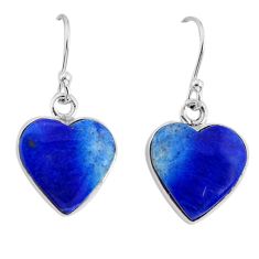 9.36cts natural blue lapis lazuli heart sterling silver dangle earrings y79971