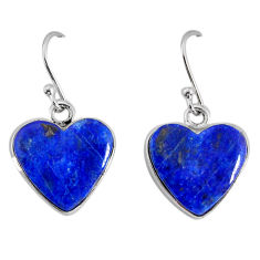 12.05cts natural blue lapis lazuli heart sterling silver dangle earrings y79977