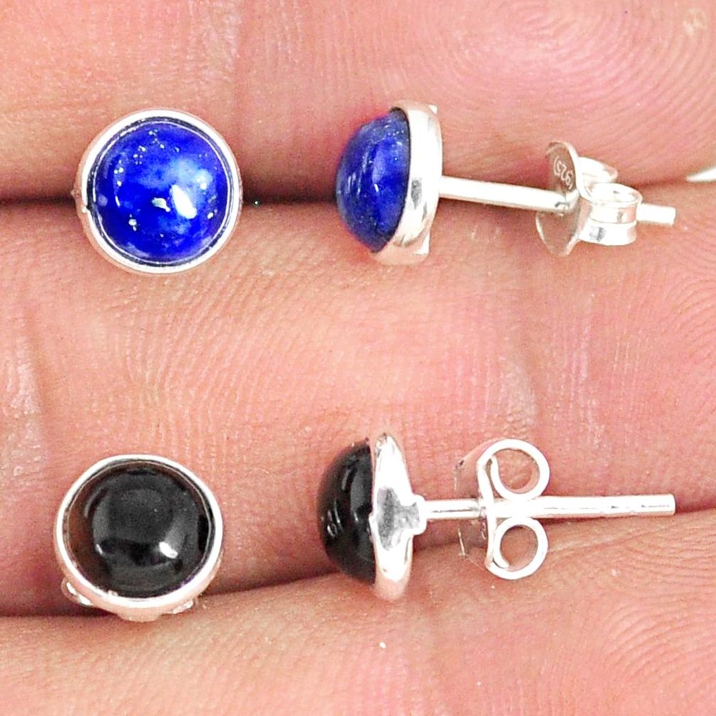 5.70cts natural blue lapis lazuli onyx 925 sterling silver stud earrings r81627