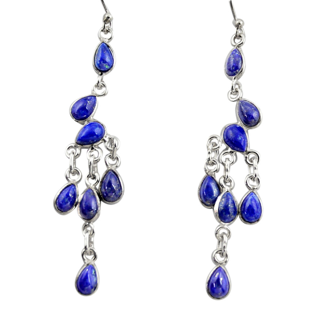 12.72cts natural blue lapis lazuli sterling silver chandelier earrings r38662