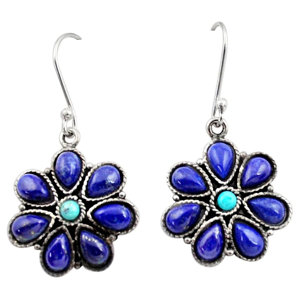  blue lapis lazuli turquoise 925 silver dangle earrings d45832
