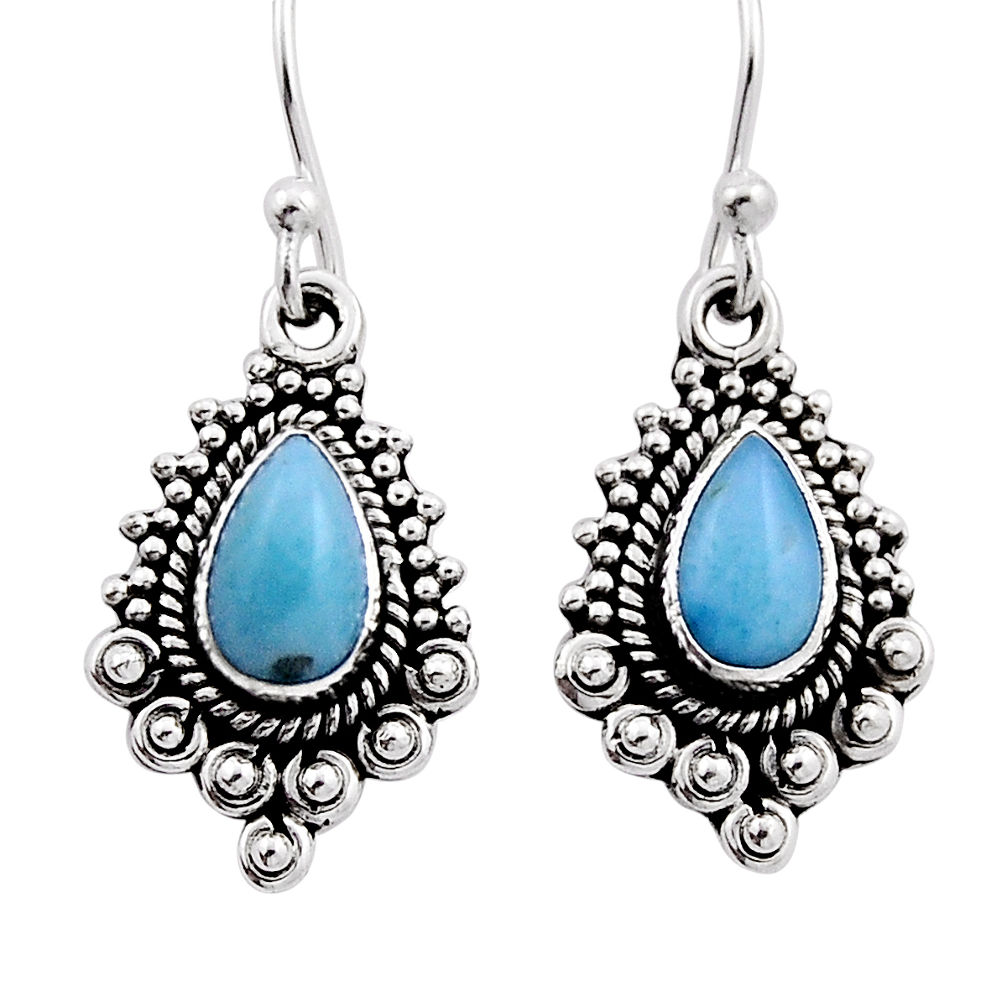 4.02cts natural blue larimar 925 sterling silver dangle earrings jewelry n18570