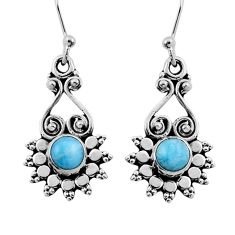 1.62cts natural blue larimar 925 sterling silver dangle earrings jewelry n39942