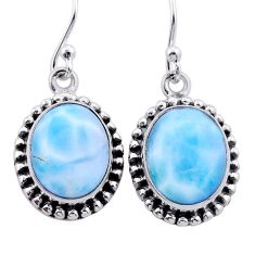 10.49cts natural blue larimar 925 sterling silver dangle earrings jewelry n45335
