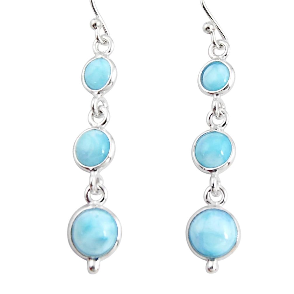 7.25cts natural blue larimar 925 sterling silver dangle earrings jewelry r19778