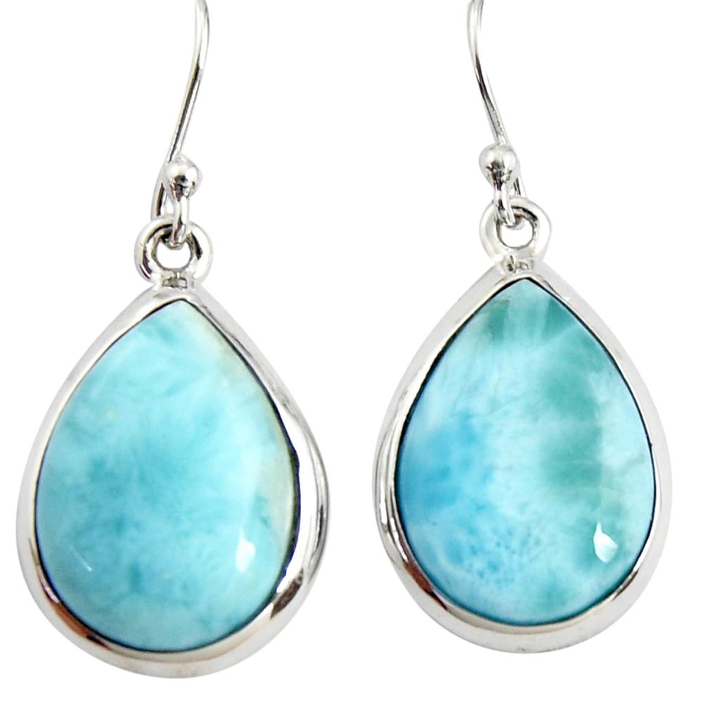 15.08cts natural blue larimar 925 sterling silver dangle earrings jewelry r25046