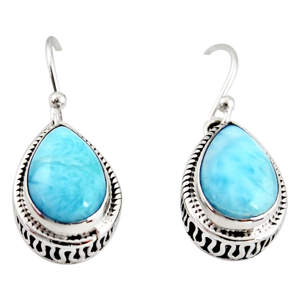 8.25cts natural blue larimar 925 sterling silver dangle earrings jewelry r36626