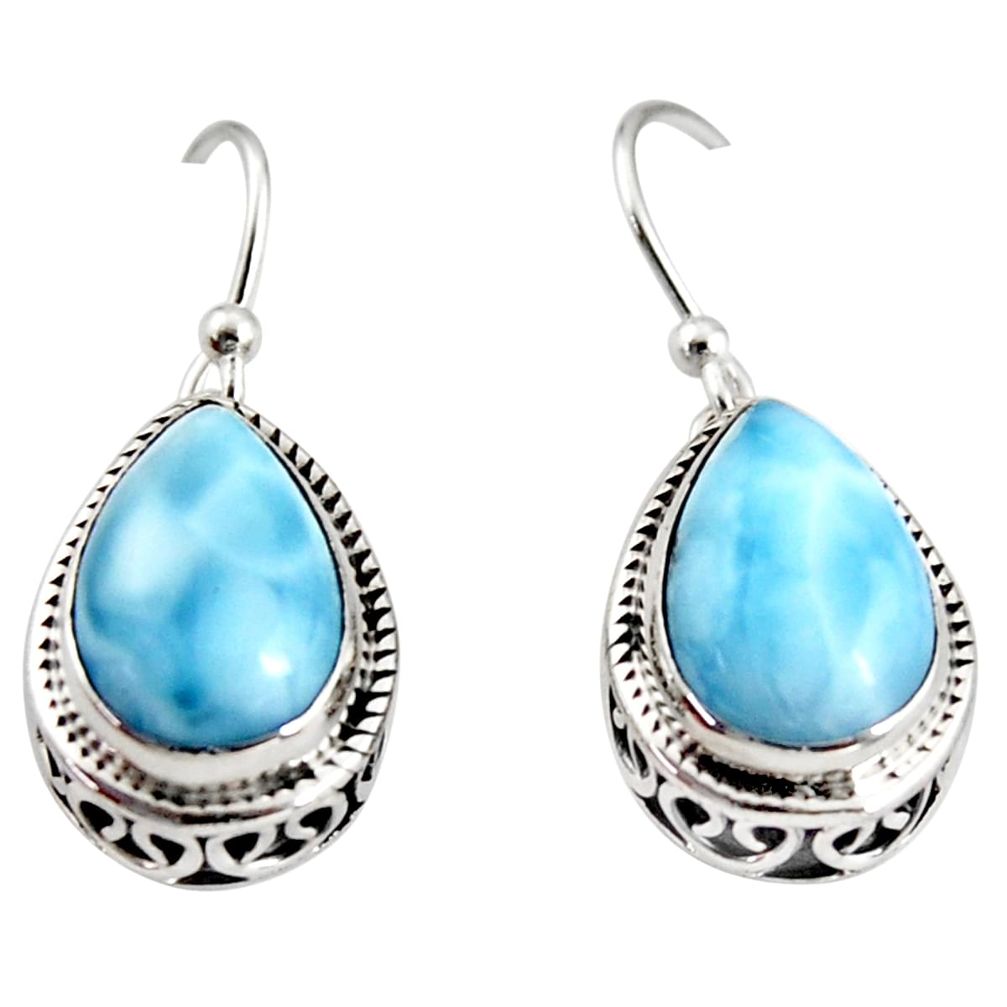 7.97cts natural blue larimar 925 sterling silver dangle earrings jewelry r36628