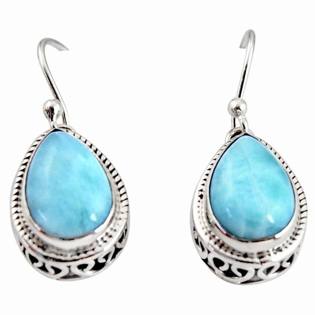 8.25cts natural blue larimar 925 sterling silver dangle earrings jewelry r36631