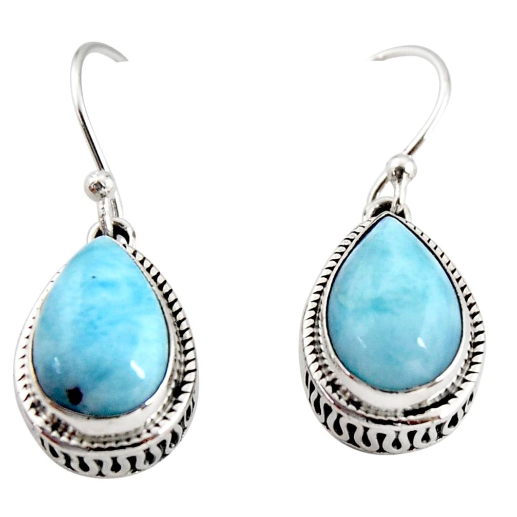 8.76cts natural blue larimar 925 sterling silver dangle earrings jewelry r36635