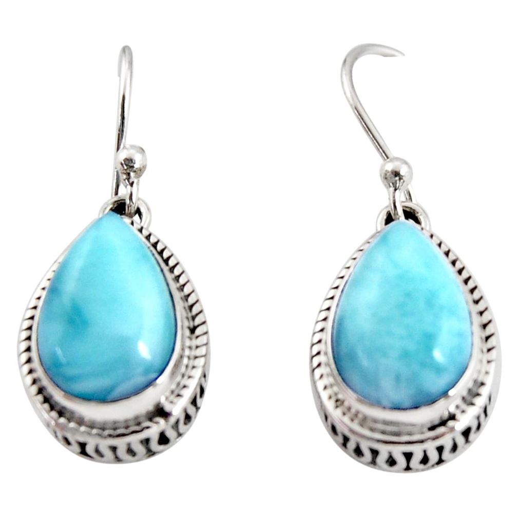 8.22cts natural blue larimar 925 sterling silver dangle earrings jewelry r36640