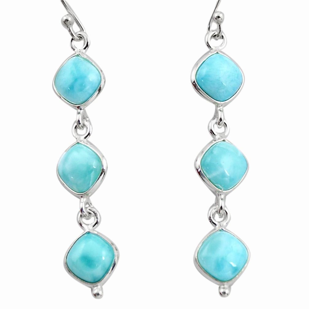 14.18cts natural blue larimar 925 sterling silver dangle earrings jewelry r38145