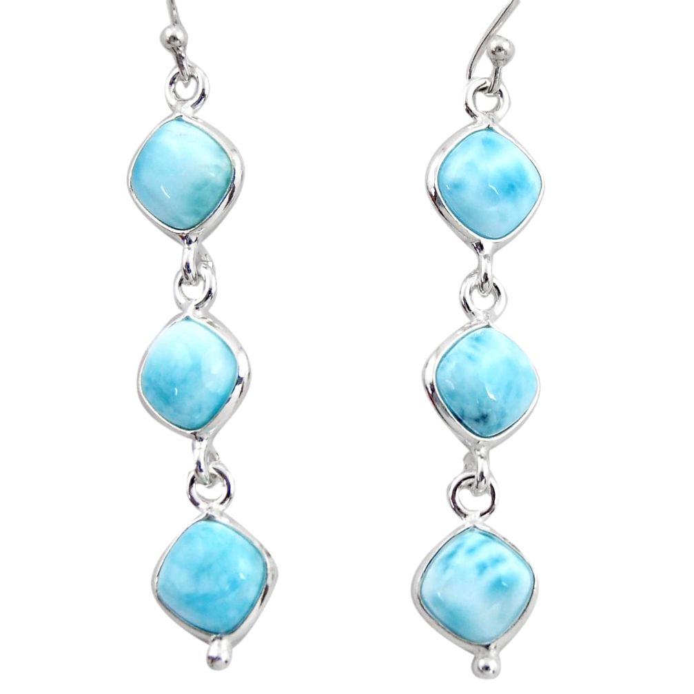 14.18cts natural blue larimar 925 sterling silver dangle earrings jewelry r38147
