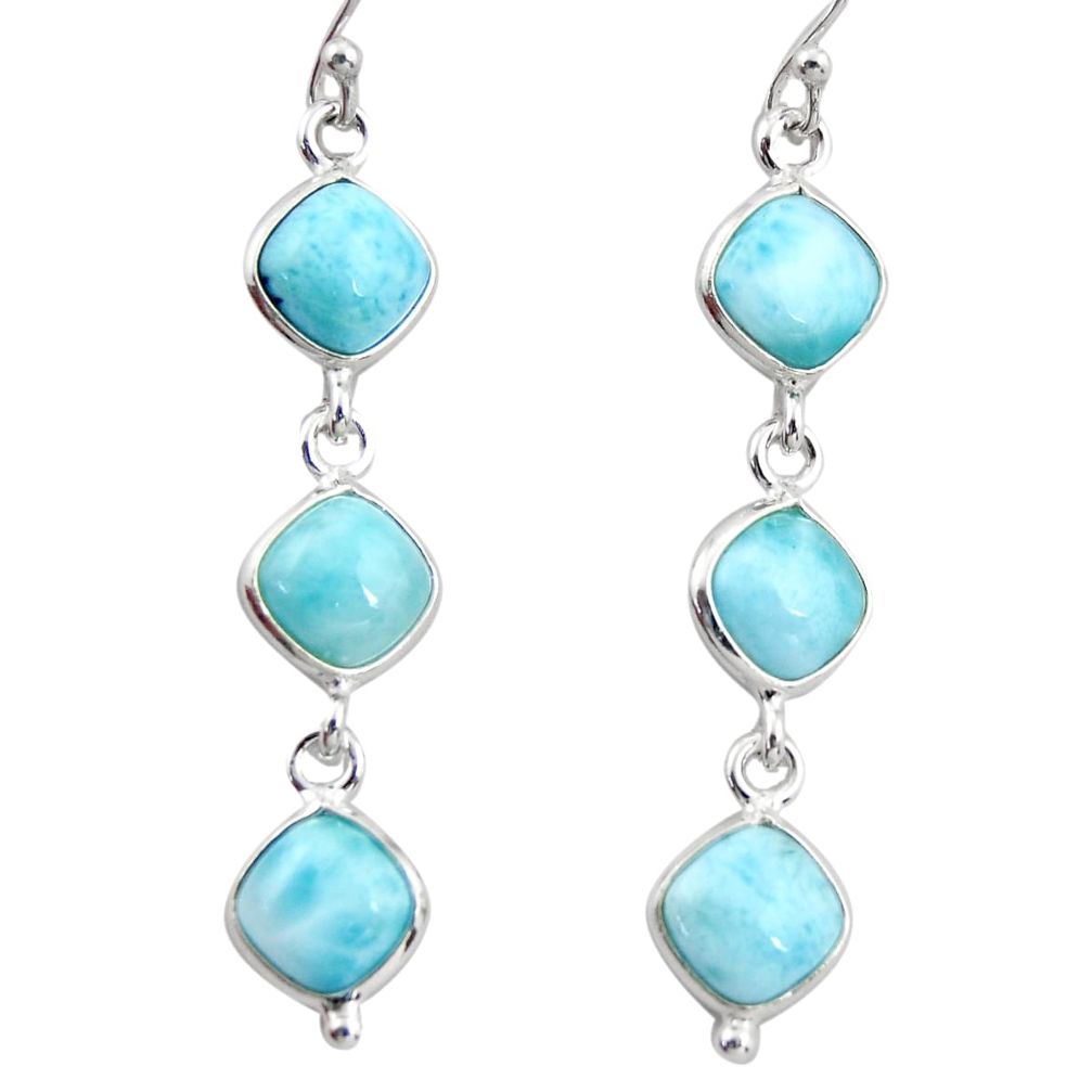 13.60cts natural blue larimar 925 sterling silver dangle earrings jewelry r38149