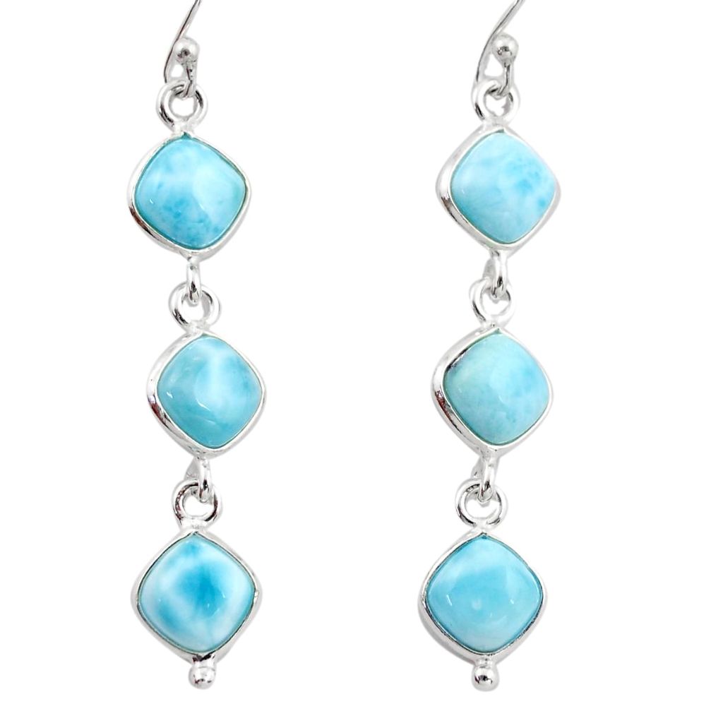 13.43cts natural blue larimar 925 sterling silver dangle earrings jewelry r38157