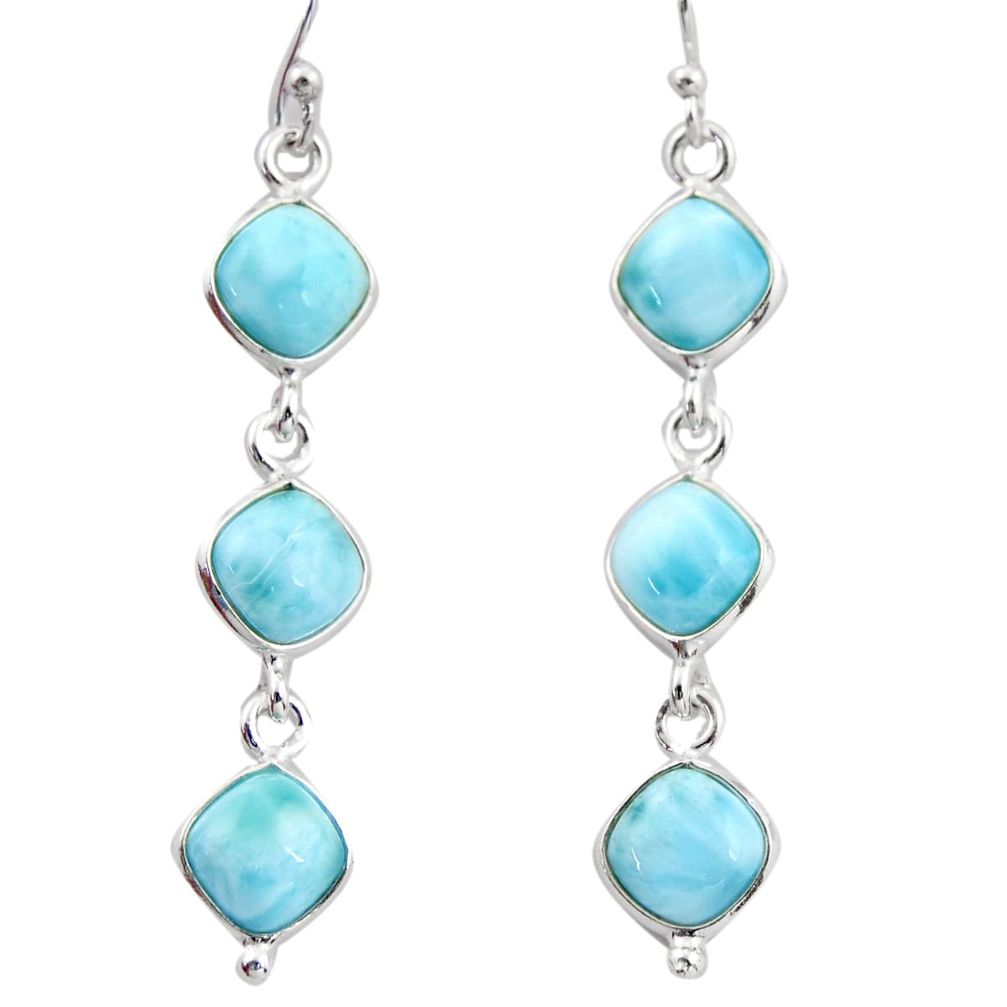 13.98cts natural blue larimar 925 sterling silver dangle earrings jewelry r38160