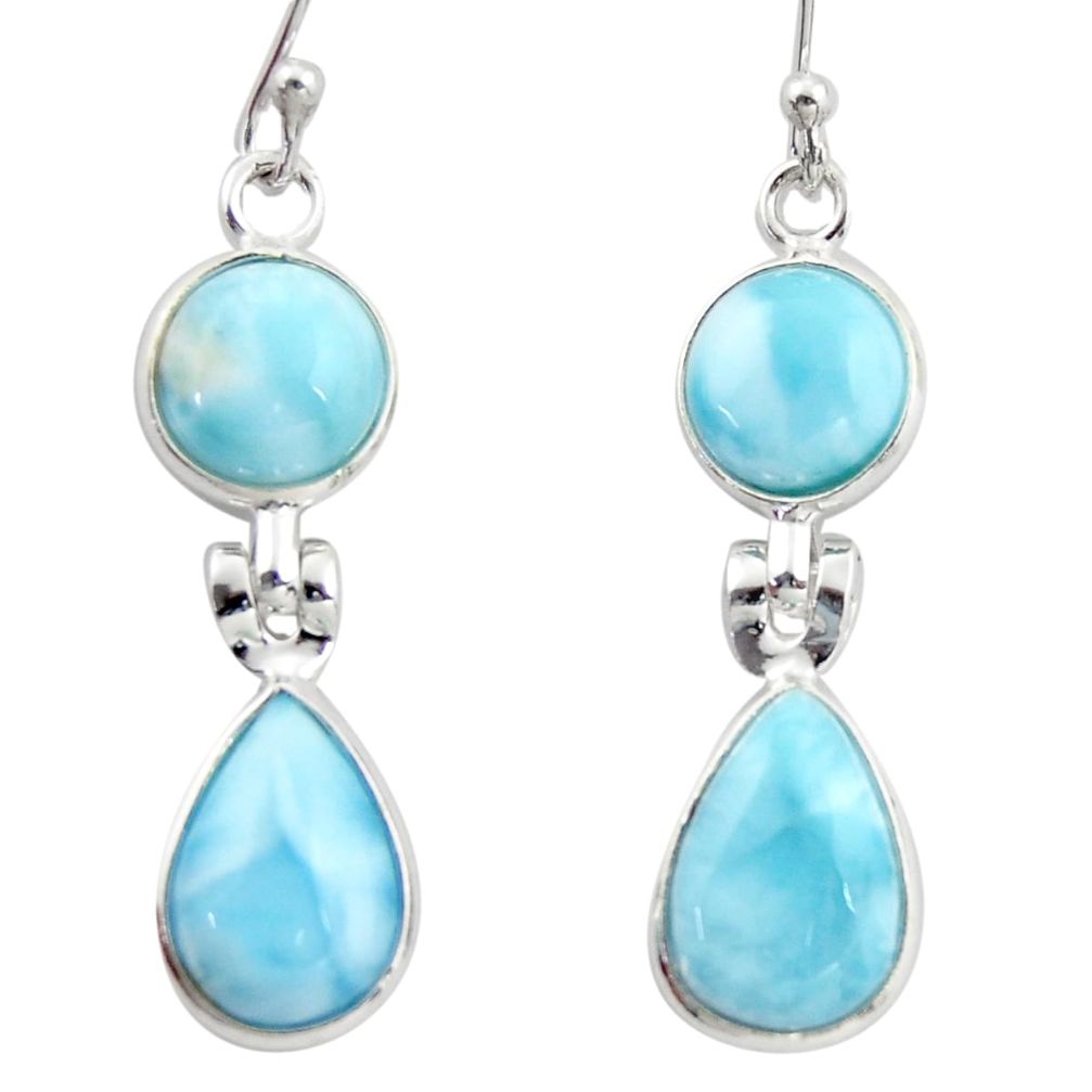 12.54cts natural blue larimar 925 sterling silver dangle earrings jewelry r38161