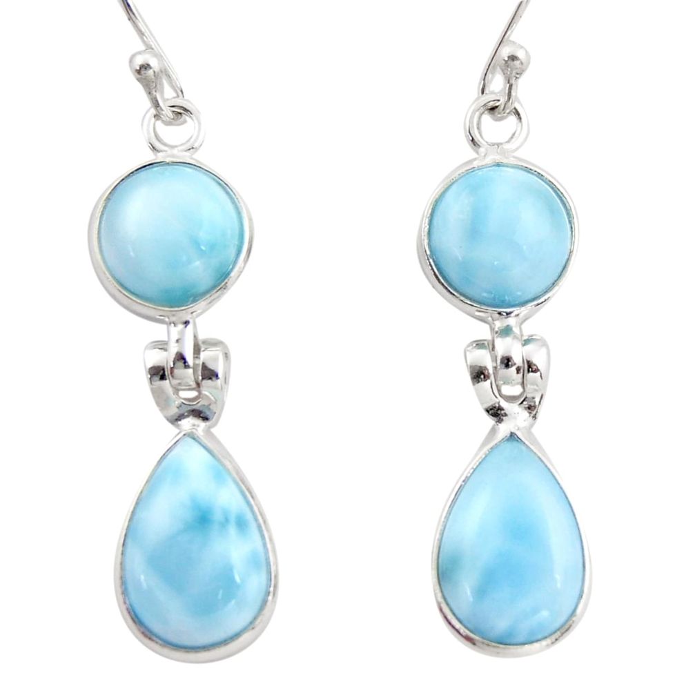 11.93cts natural blue larimar 925 sterling silver dangle earrings jewelry r38165