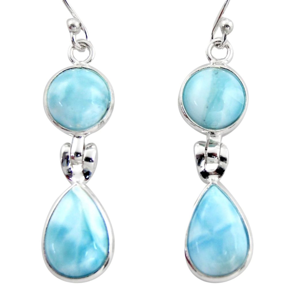 12.49cts natural blue larimar 925 sterling silver dangle earrings jewelry r38169