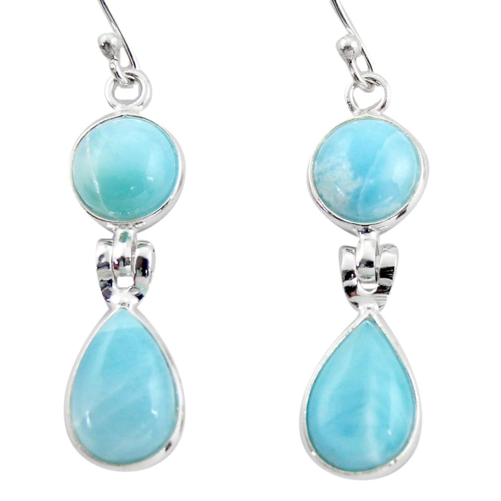 11.93cts natural blue larimar 925 sterling silver dangle earrings jewelry r38177
