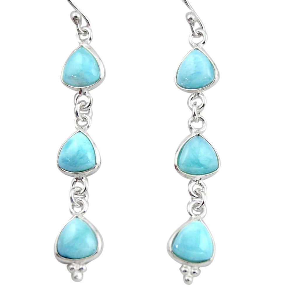 11.93cts natural blue larimar 925 sterling silver dangle earrings jewelry r38181