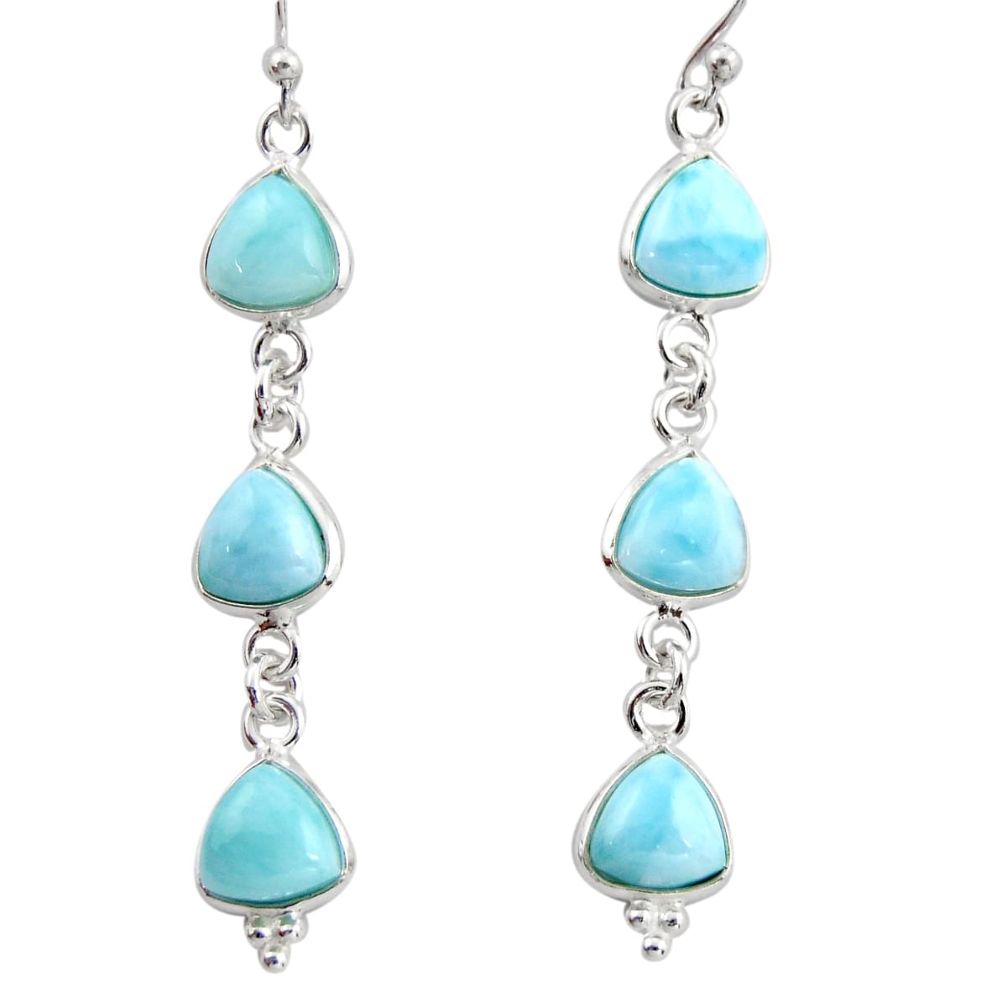 12.57cts natural blue larimar 925 sterling silver dangle earrings jewelry r38187